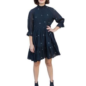 Mirth Napa Mini Dress in Black Jamdani M
